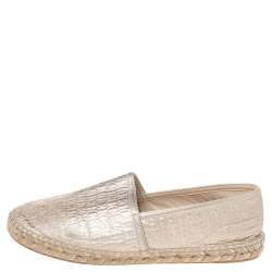 Pre Owned حذاء فلات سي أتش كارولينا هيريرا إسبادريل جلد ذهبي ميتاليك مقاس 40