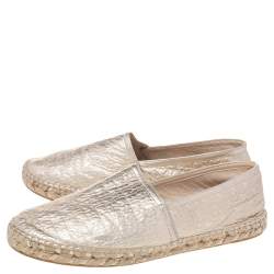 Pre Owned حذاء فلات سي أتش كارولينا هيريرا إسبادريل جلد ذهبي ميتاليك مقاس 40