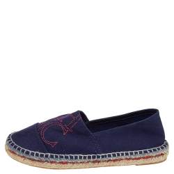 CH Carolina Herrera Navy Blue Canvas Espadrille Flats Size 37