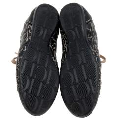 Pre Owned CH Carolina Herrera Black Leather Logo Detail Low Top Sneakers Size 39