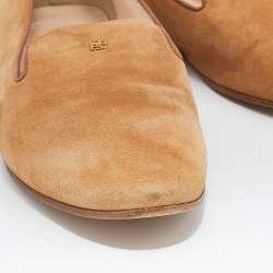 Pre Owned CH Carolina Herrera Brown Suede Smoking Slippers Size 37