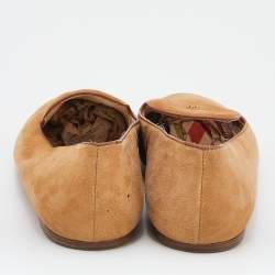 Pre Owned CH Carolina Herrera Brown Suede Smoking Slippers Size 37