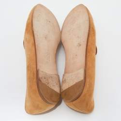 Pre Owned CH Carolina Herrera Brown Suede Smoking Slippers Size 37