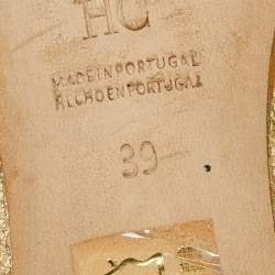 مملوكة مسبقًا صندل سلايد سي أتش كارولينا هيريرا جلد أحمر / ذهبي بزخارف كريستال مقاس 39