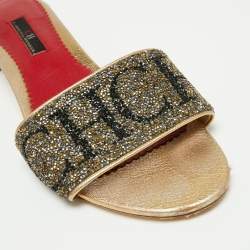 مملوكة مسبقًا صندل سلايد سي أتش كارولينا هيريرا جلد أحمر / ذهبي بزخارف كريستال مقاس 39