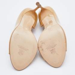 Pre Owned حذاء كعب عالي سي أتش كاولينا هيريرا جلد لامع بيج مقدمة مفتوحة دورساي مقاس 37