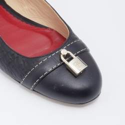 Pre Owned حذاء باليرينا فلات سي إتش كارولينا هيريرا جلد أسود منقوش قفل مزين مقاس 40