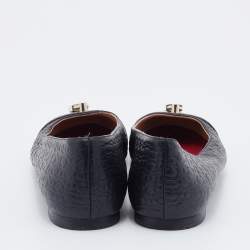 Pre Owned حذاء باليرينا فلات سي إتش كارولينا هيريرا جلد أسود منقوش قفل مزين مقاس 40