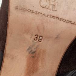 Pre Owned CH Carolina Herrera Brown Suede And Leather Bow Slingback Sandals Size 39