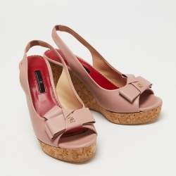 Pre Owned صندل سي إتش كارولينا هيريرا جلد وردي فاتح بفيونكة كعب روكي فليني  فتحة كعب مقاس 38