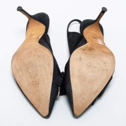 Pre Owned CH Carolina Herrera Black Suede Bow Slingback Pumps Size 41