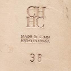 مملوكة مسبقًا CH Carolina Herrera Red Satin Crystal Embellished Slide Flats Size 38