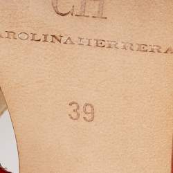Pre Owned CH Carolina Herrera Red Leather Ankle Strap Sandals Size 39