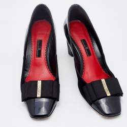 Pre Owned  CH Carolina Herrera Black Patent Leather and Suede Bow Pumps Size 40