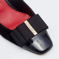 Pre Owned  CH Carolina Herrera Black Patent Leather and Suede Bow Pumps Size 40