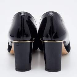 Pre Owned  CH Carolina Herrera Black Patent Leather and Suede Bow Pumps Size 40