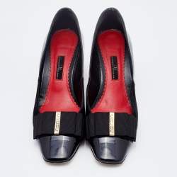 Pre Owned  CH Carolina Herrera Black Patent Leather and Suede Bow Pumps Size 40