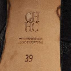 مملوكة مسبقًا CH Carolina Herrera Black Mesh and Fabric Pointed Toe Pumps Size 39