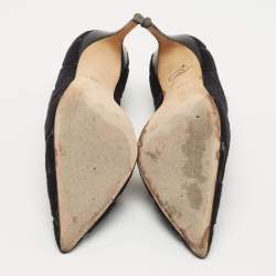 مملوكة مسبقًا CH Carolina Herrera Black Mesh and Fabric Pointed Toe Pumps Size 39