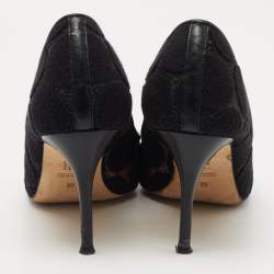 مملوكة مسبقًا CH Carolina Herrera Black Mesh and Fabric Pointed Toe Pumps Size 39