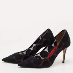مملوكة مسبقًا CH Carolina Herrera Black Mesh and Fabric Pointed Toe Pumps Size 39