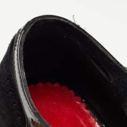 Pre Owned CH Carolina Herrera Black Leather and Suede T Strap Pumps Size 37 