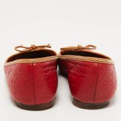 Pre Owned CH Carolina Herrera Two Tone Leather Bow Ballet Flats Size 37