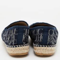 CH Carolina Herrera Blue Monogram Canvas Espadrille Flats Size 37