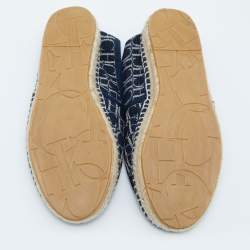 CH Carolina Herrera Blue Monogram Canvas Espadrille Flats Size 37