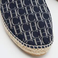 CH Carolina Herrera Blue Monogram Canvas Espadrille Flats Size 37
