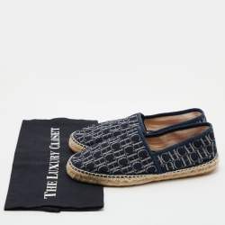 مملوكة مسبقًا CH Carolina Herrera Blue Monogram Canvas Espadrille Flats Size 39