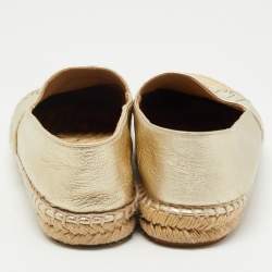 Pre Owned CH Carolina Herrera Metallic Gold Leather Espadrilles Size 39