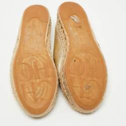 Pre Owned CH Carolina Herrera Metallic Gold Leather Espadrilles Size 39