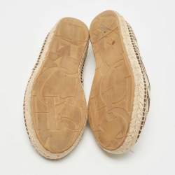 Pre Owned CH Carolina Herrera Brown/Beige Canvas Espadrille Flats Size 38