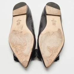 Pre Owned CH Carolina Herrera Black Leather Bow Ballet Flats Size 38