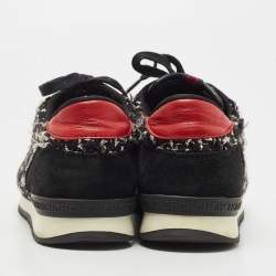 Pre Owned CH Carolina Herrera Black Tweed and Suede Low Top Sneakers Size 39