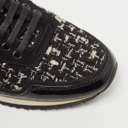Pre Owned CH Carolina Herrera Black Tweed and Suede Low Top Sneakers Size 39