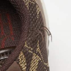 Pre Owned CH Carolina Herrera Brown/Gold Leather and Canvas Low Top Sneakers Size 37