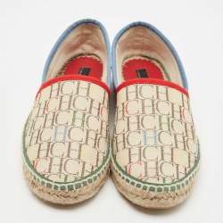 Pre Owned CH Carolina Herrera Multicolor Monogram Canvas Espadrille Flats Size 36