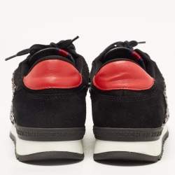 Pre Owned CH Carolina Herrera Black Suede and Leather Embellished Low Top Sneakers Size 38