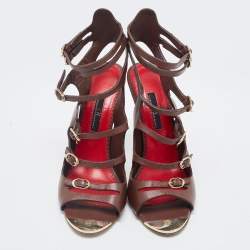 CH Carolina Herrera Brown Leather Strappy Sandals Size 39