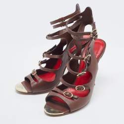 CH Carolina Herrera Brown Leather Strappy Sandals Size 39