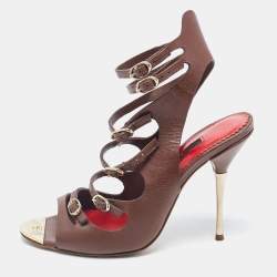 CH Carolina Herrera Brown Leather Strappy Sandals Size 39