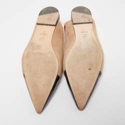 Pre Owned Carolina Herrera Multicolor Suede and Leather Pointed Toe Slingback Flats Size 37