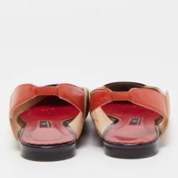 Pre Owned Carolina Herrera Multicolor Suede and Leather Pointed Toe Slingback Flats Size 37