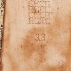 مملوكة مسبقًا CH Carolina Herrera Cream/Brown Monogram Canvas Bow Ballet Flats Size 38