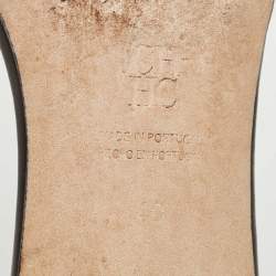 مملوكة مسبقًا CH Carolina Herrera Black Monogram Leather Traveller Locked Slide Sandals Size 40