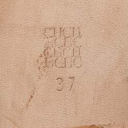 Pre Owned CH Carolina Herrera Black/Gold Leather and Suede Smoking Slippers Size 37