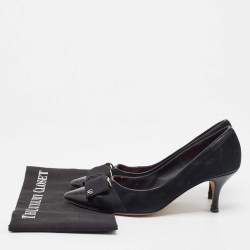 Pre Owned CH Carolina Herrera Black Suede and Leather Bow Pumps Size 40