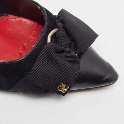 Pre Owned CH Carolina Herrera Black Suede and Leather Bow Pumps Size 40